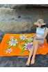 Hand Painted Floral Sarong in Orange color 